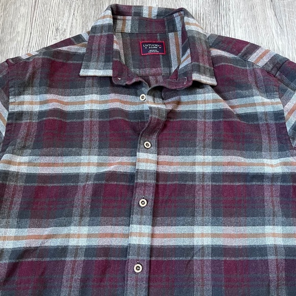 UNTUCKit Shirt Men’s 100% Cotton Greyton Flannel Button Up Long Sleeve XL - Picture 2 of 8
